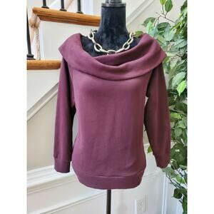 Victoria Sports Women's Maroon Cotton Long Sleeve Cowl Neck Top Shirt Size XS